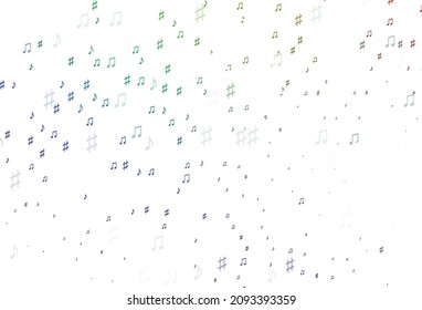 Light Multicolor, Rainbow vector texture with musical notes. Isolated colorful music keys on abstract background. Template for fasion magazines.