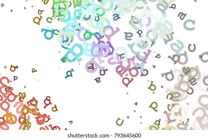 Light Multicolor, Rainbow vector texture with ABC characters. Modern geometrical illustration with ABC english symbols. Best design for your ad, poster, banner of college.