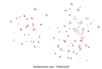 Light Multicolor, Rainbow vector texture with financial symbols. Abstract illustration with colored financial digital symbols. Best design for your ad, poster, banner of money.