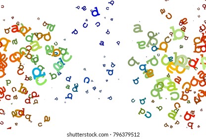 Light Multicolor, Rainbow vector texture with ABC characters. Shining illustration with ABC symbols on abstract template. Template can be used as a background for ads of typography.