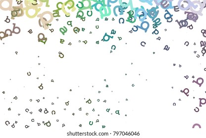 Light Multicolor, Rainbow vector texture with ABC characters. Blurred design in simple style with signs of alphabet. Smart design for your business advert of university.