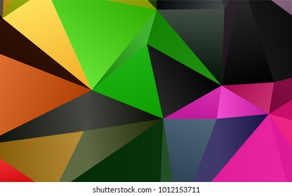 Light Multicolor, Rainbow vector triangle mosaic background. Geometric illustration in Origami style with gradient.  A completely new template for your business design.