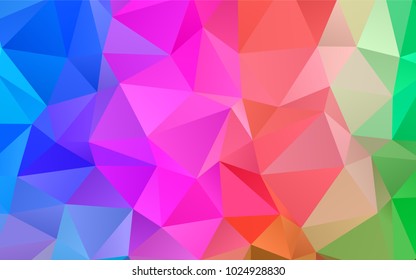 Light Multicolor, Rainbow Vector Triangle Mosaic Background. Geometric Illustration In Origami Style With Gradient.  A New Texture For Your Design.