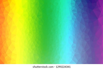 Light Multicolor, Rainbow vector triangle mosaic texture. Triangular geometric sample with gradient.  Template for your brand book.