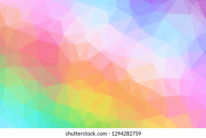 Light Multicolor, Rainbow vector triangle mosaic cover. Colorful illustration in Origami style with gradient.  Template for your brand book.