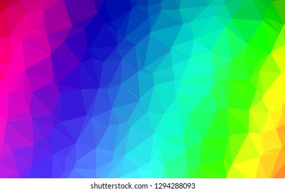 Light Multicolor, Rainbow vector triangle mosaic template. Glitter abstract illustration with an elegant design. Textured pattern for background.