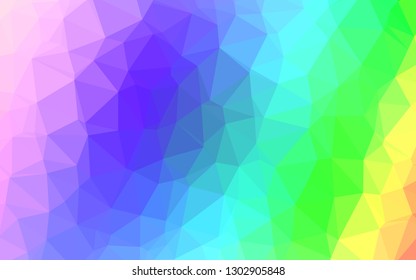 Light Multicolor, Rainbow vector triangle mosaic cover. A sample with polygonal shapes. Brand new style for your business design.