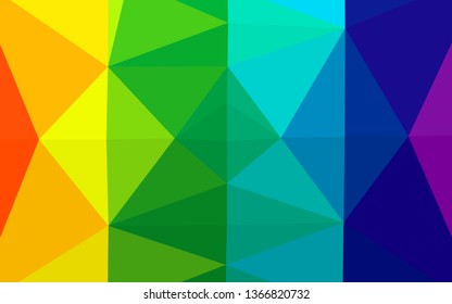 Light Multicolor, Rainbow vector triangle mosaic template. Geometric illustration in Origami style with gradient. Elegant pattern for a brand book.