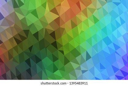 Light Multicolor, Rainbow vector triangle mosaic cover. Glitter abstract illustration with an elegant design. Polygonal design for your web site.