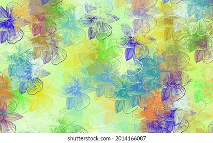 Light Multicolor vector abstract backdrop with flowers. Colorful illustration in doodle style with flowers. Brand new design for your business.