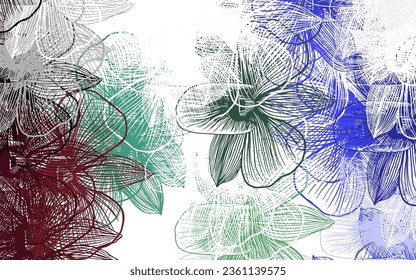 Light Multicolor vector abstract backdrop with flowers. Colorful illustration with flowers in doodle style. Pattern for wallpapers, coloring books.