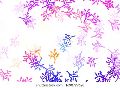 Light Multicolor vector abstract background with sakura. Colorful illustration in doodle style with leaves, branches. Brand new design for your business.