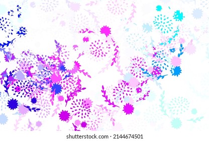 Light Multicolor vector abstract background with flowers, roses. Illustration with colorful abstract doodle flowers. Pattern for heads of websites, designs.