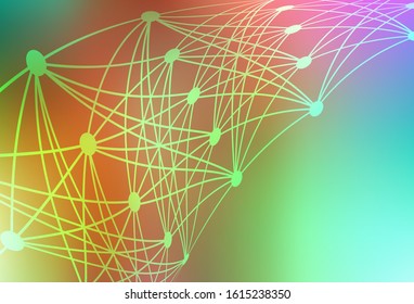 Light Multicolor vector backdrop with artificial intelligence data. Abstract illustration with links and dots of AI. Template for ads of intellect, innovations.