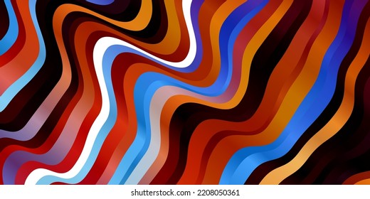 Light Multicolor vector backdrop with bent lines. Illustration in halftone style with gradient curves. Pattern for ads, commercials.