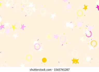 Light Multicolor vector backdrop with bright stars, suns. Stars, suns on blurred abstract background with gradient. Pattern for astrology websites.
