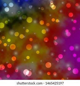 Light Multicolor vector backdrop with circles, stars. Colorful illustration with gradient dots, stars. Pattern for wallpapers, curtains.