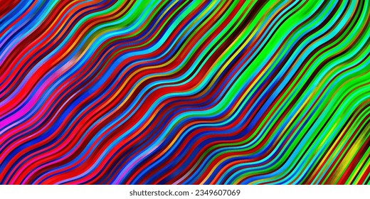 Light Multicolor vector backdrop with circular arc. Colorful illustration in circular style with lines. Template for cellphones.