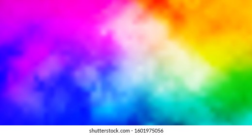 Light Multicolor vector backdrop with cumulus. Gradient illustration with colorful sky, clouds. Template for websites.