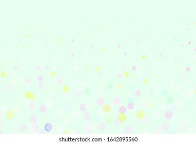 Light Multicolor vector backdrop with dots. Blurred bubbles on abstract background with colorful gradient. Pattern for futuristic ad, booklets.