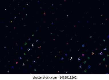 Light Multicolor vector backdrop with english symbols. Shining colorful illustration with isolated letters. Smart design for promotion of university.