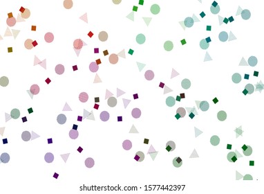 Light Multicolor vector backdrop with lines, circles, rhombus. Decorative design in abstract style with lines, dots, cubes. Modern template for landing page.