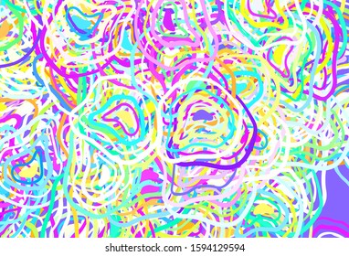 Light Multicolor vector backdrop with memphis shapes. Colorful chaotic forms with gradient in modern style. Simple design for your web site.