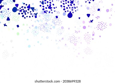 Light Multicolor vector backdrop with memphis shapes. Colorful chaotic forms with gradient in modern style. Best smart design for your business.