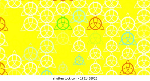 Light Multicolor vector backdrop with mystery symbols. Retro design in abstract style with witchcraft forms. Design for magic, spiritual events.