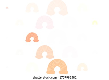 Light Multicolor vector backdrop with rainbows, clouds. Colorful symbols of colorful rainbow in love style. Best design happy events.
