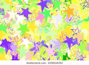 Light Multicolor vector backdrop with small and big stars. Modern geometrical abstract illustration with stars. Pattern for futuristic ad, booklets.