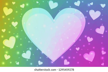 Light Multicolor vector  backdrop with sweet hearts. Illustration with hearts in love concept for valentine's day. Design for ad, poster, banner of Valentine Day.