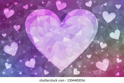 Light Multicolor vector  backdrop with sweet hearts. Decorative shining illustration with hearts on abstract template. Pattern for carnival, festival romantic leaflets.