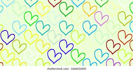 Light Multicolor vector backdrop with sweet hearts. Glitter abstract illustration with colorful hearts in romantic style. Pattern for carnival, festival romantic leaflets.