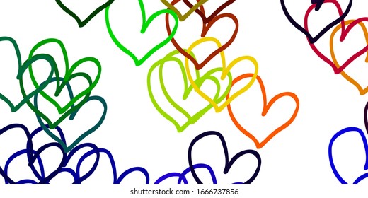 Light Multicolor vector backdrop with sweet hearts. Illustration with hearts in love concept for valentine's day. Design for your business advert of anniversary.