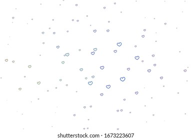 Light Multicolor vector backdrop with sweet hearts. Decorative shining illustration with hearts on abstract template. Pattern for valentine's ad, booklets.