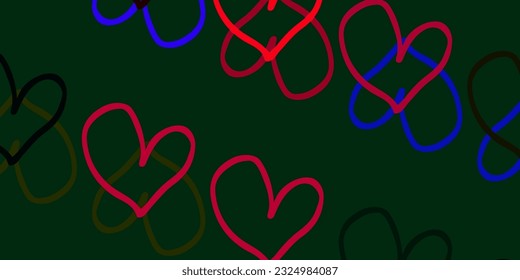 Light Multicolor vector backdrop with sweet hearts. Glitter abstract illustration with colorful hearts in romantic style. Design for ad, poster, banner of Valentine Day.
