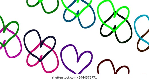 Light Multicolor vector backdrop with sweet hearts. Blurred decorative design in doodle style with hearts. Design for ad, poster, banner of Valentine Day.