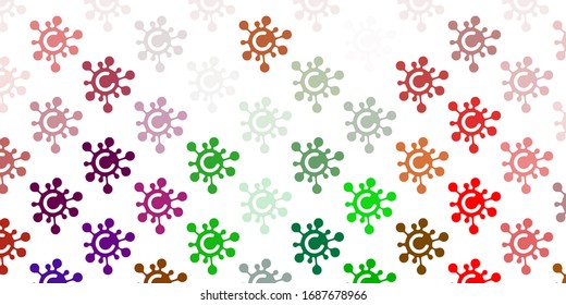 Light Multicolor vector backdrop with virus symbols. Smart illustration with covid signs in decorative style. Simple drawing against danger fever.