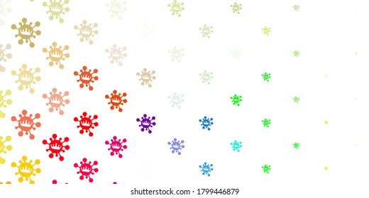 Light multicolor vector backdrop with virus symbols. Smart illustration with covid signs in decorative style. Wallpaper for health protection.