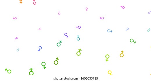 Light Multicolor vector backdrop with woman's power symbols. Colorful feminism symbols with a gradient in modern style. Elegant design for wallpapers.
