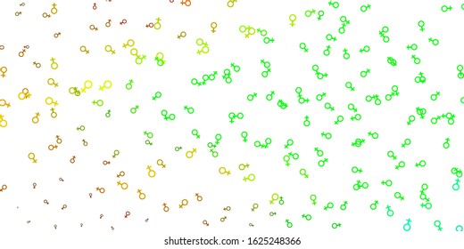 Light Multicolor vector backdrop with woman's power symbols. Colorful feminism symbols with a gradient in modern style. Design for International Women’s Day.