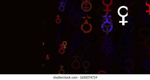 Light Multicolor vector backdrop with woman's power symbols. Abstract illustration with a depiction of women's power. Best design to show the power of women.