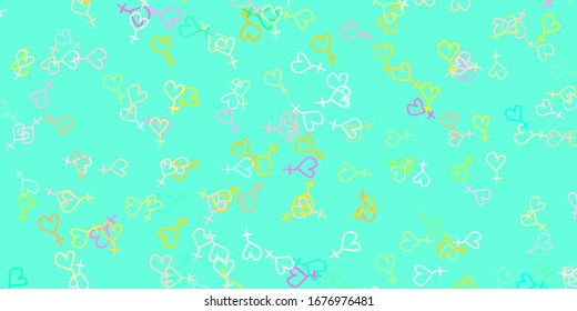 Light Multicolor vector backdrop with woman's power symbols. Colorful feminism symbols with a gradient in modern style. Best design to show the power of women.