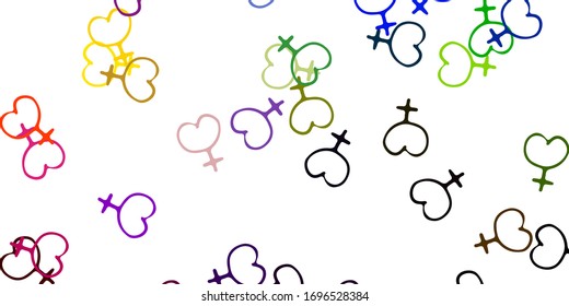 Light Multicolor vector backdrop with woman's power symbols. Abstract illustration with a depiction of women's power. Best design to show the power of women.
