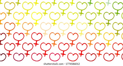 Light Multicolor vector backdrop with woman's power symbols. Colorful feminism symbols with a gradient in modern style. Best design to show the power of women.