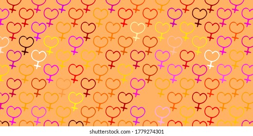 Light Multicolor vector backdrop with woman's power symbols. Colorful illustration with gradient feminism shapes. Background for International Women’s Day.