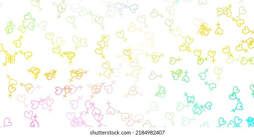 Light Multicolor vector backdrop with woman's power symbols. Colorful feminism symbols with a gradient in modern style. Best design to show the power of women.