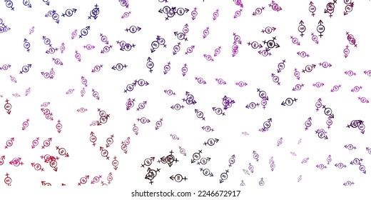 Light Multicolor vector backdrop with woman's power symbols. Simple design in abstract style with women’s rights activism. Elegant design for wallpapers.