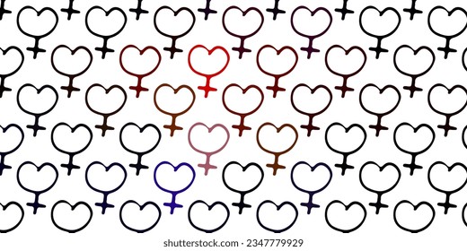 Light Multicolor vector backdrop with woman's power symbols. Simple design in abstract style with women’s rights activism. Simple design for your web site.